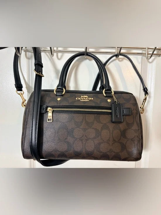 Coach Rowan Satchel Crossbody Signature Canvas Brown/Black F83607 - Picture 11 of 11